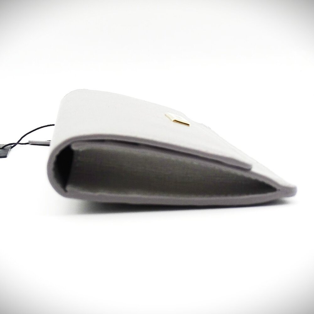 FURLA Grey Saffiano Leather Gold Plated Logo Bifold Wallet - Picture 4 of 8